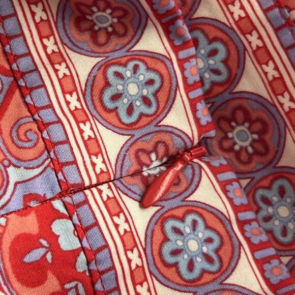 Talbots Fit &‎ Flare Medallion Dress Red & Blue Square Neck Midi Pleated Lined - Picture 9 of 16